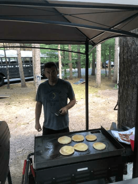 Pancakes on a flat top grill