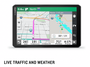 Garmin 890 RV GPS showing live traffic