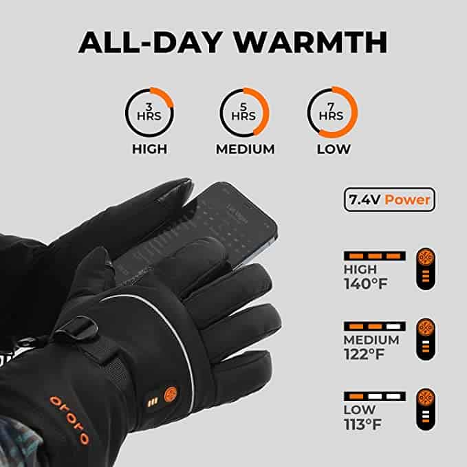 Ororo Heated gloves levels
