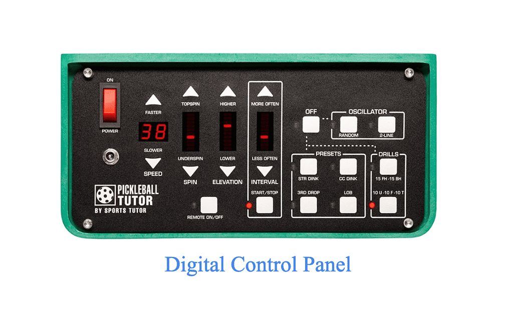 pickleball tutor plus ultral digital control panel