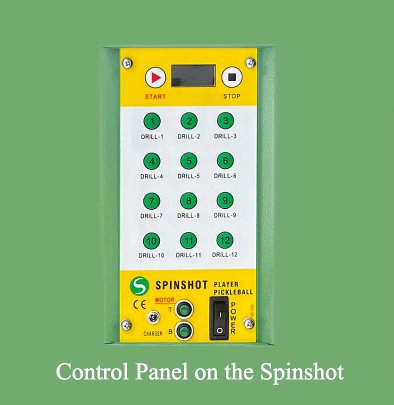 control panel on the spinshot sports ball machine