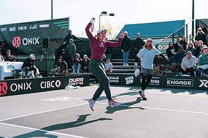 Catherine Parenteau in her Skechers Pickleball shoes