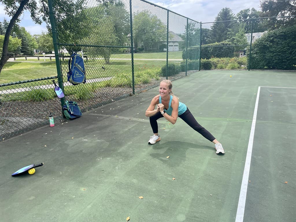 lateral lunge to warm up for pickleball