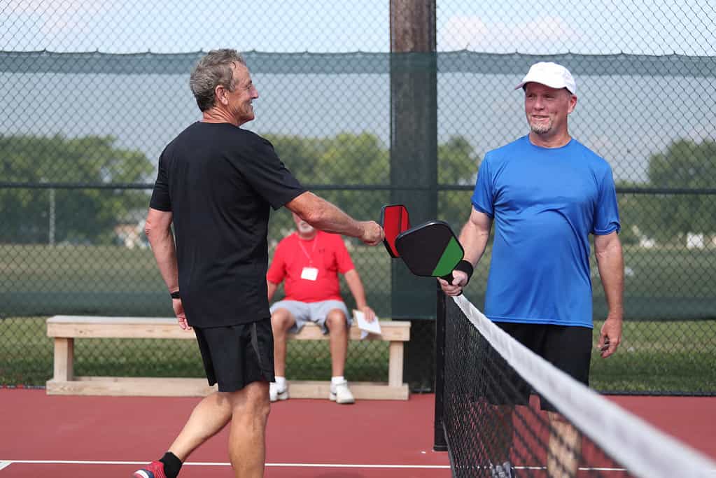 pickleball players shaking hands