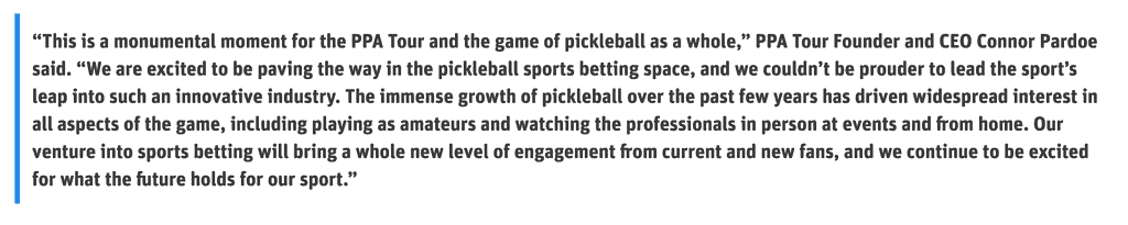 statement from PPA Tour on Pickleball betting