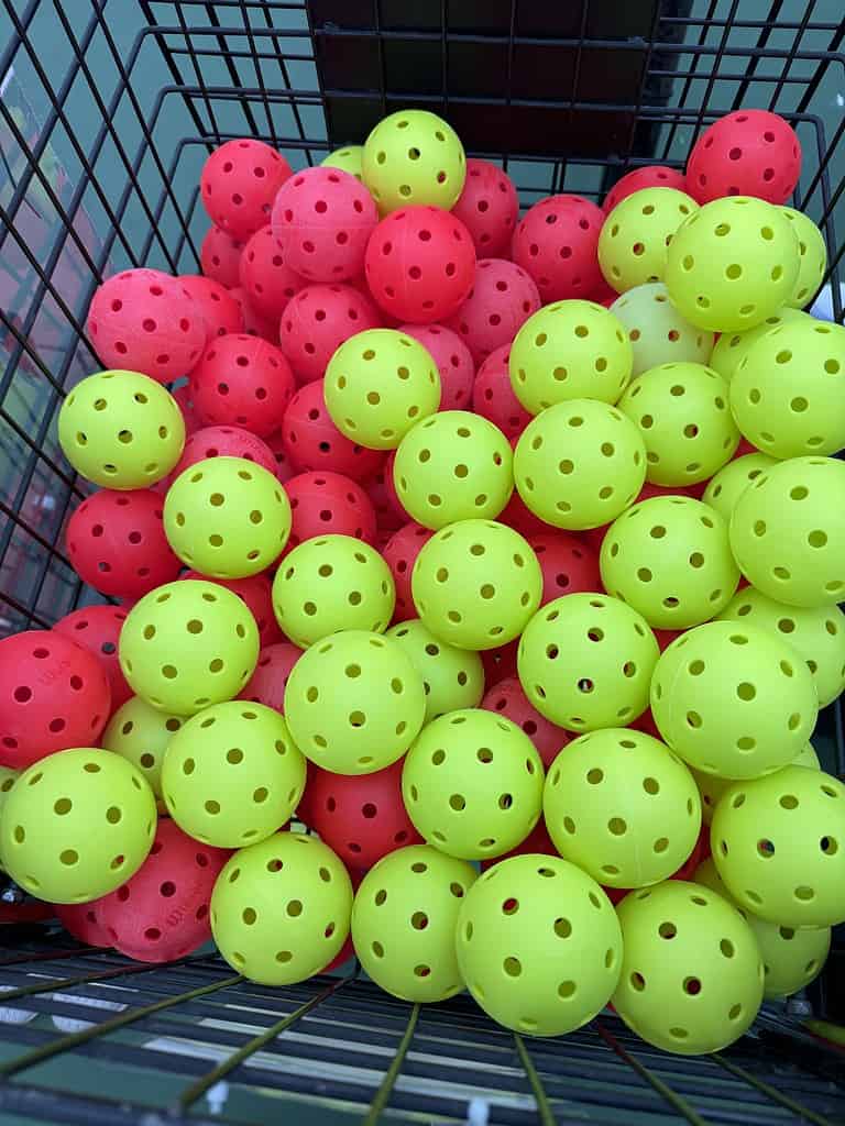 colorful pickleballs